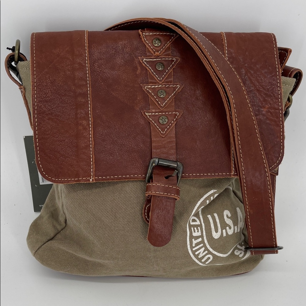 Myra Bag Retro Inspired Canvas/Leather Crossbody Bag NWT